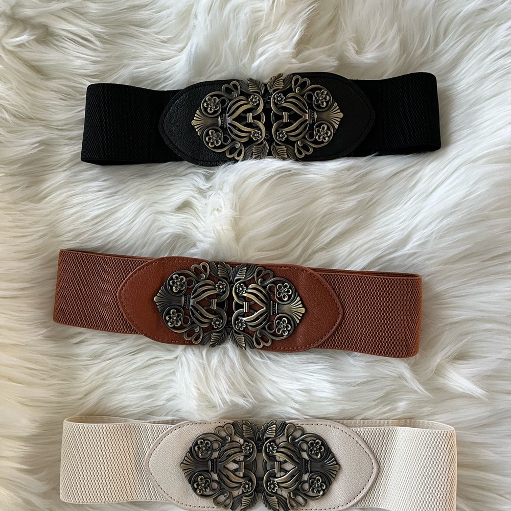 3 Pack Women Vintage Wide Cinch Waist Belt
